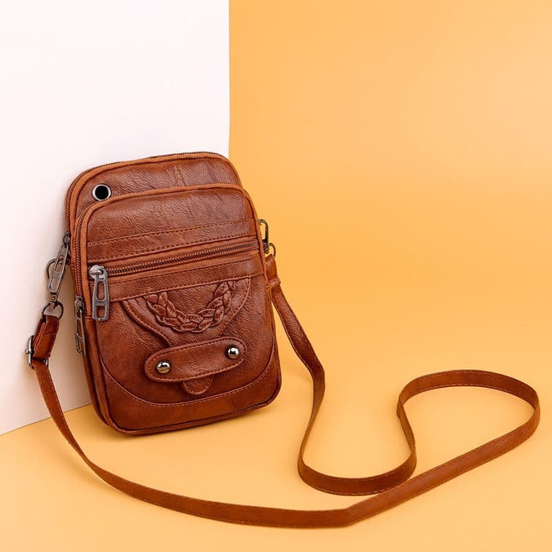 image-Women's PU Leather Crossbody Bag Small Square Shoulder Messenger Bag