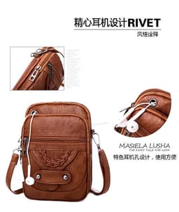 image-Women's PU Leather Crossbody Bag Small Square Shoulder Messenger Bag