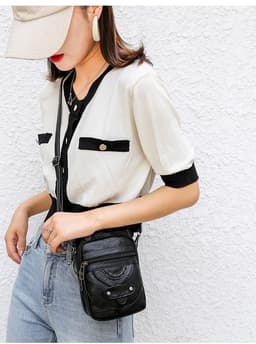image-Women's PU Leather Crossbody Bag Small Square Shoulder Messenger Bag