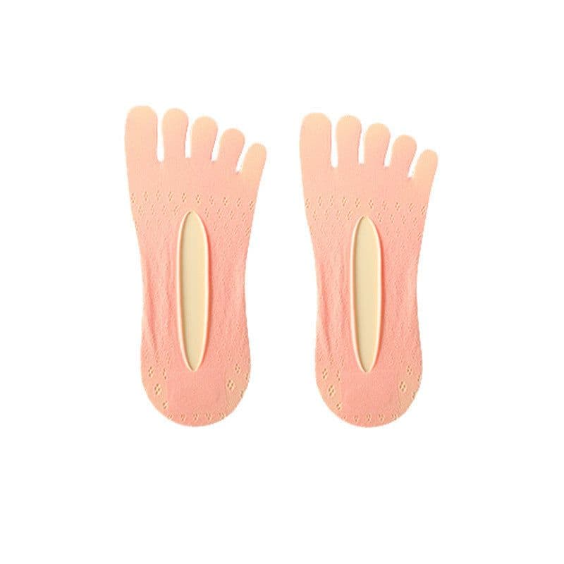 image-Five-Toe Socks Women's Invisible Boat Socks Non-Slip Breathable Nylon