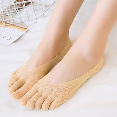 image-Five-Toe Socks Women's Invisible Boat Socks Non-Slip Breathable Nylon