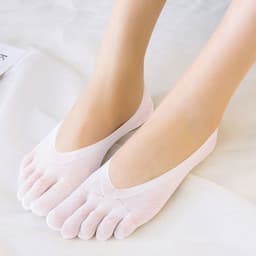 image-Five-Toe Socks Women's Invisible Boat Socks Non-Slip Breathable Nylon
