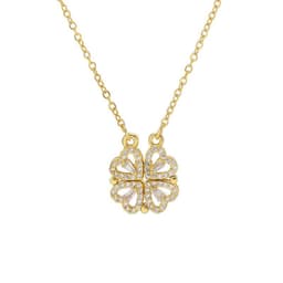 image-Four-Leaf Clover Heart Necklace Women's Silver Collarbone Chain