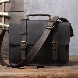 image-Genuine Leather Backpack Briefcase Unisex Cowhide Shoulder Bag