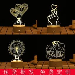 image-USB 3D Night Light Cartoon Acrylic Touch Bedside Lamp