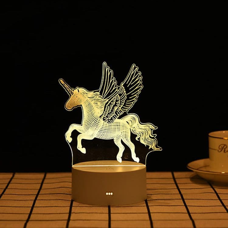 image-USB 3D Night Light Cartoon Acrylic Touch Bedside Lamp