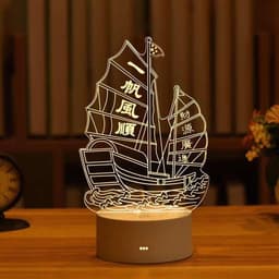 image-USB 3D Night Light Cartoon Acrylic Touch Bedside Lamp