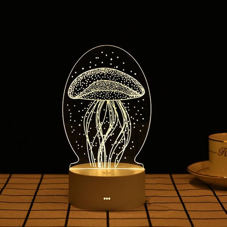 image-USB 3D Night Light Cartoon Acrylic Touch Bedside Lamp
