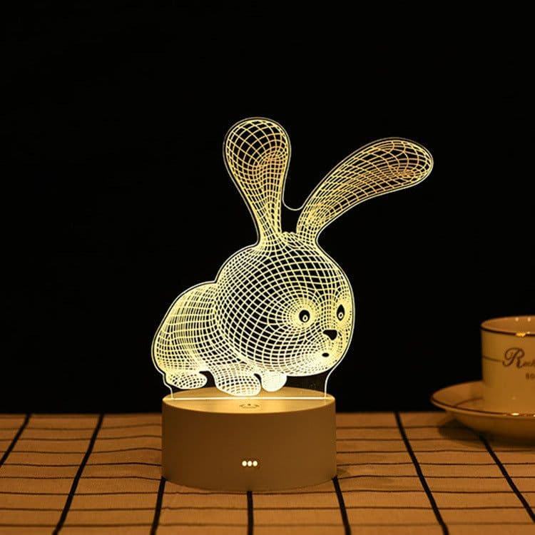 image-USB 3D Night Light Cartoon Acrylic Touch Bedside Lamp