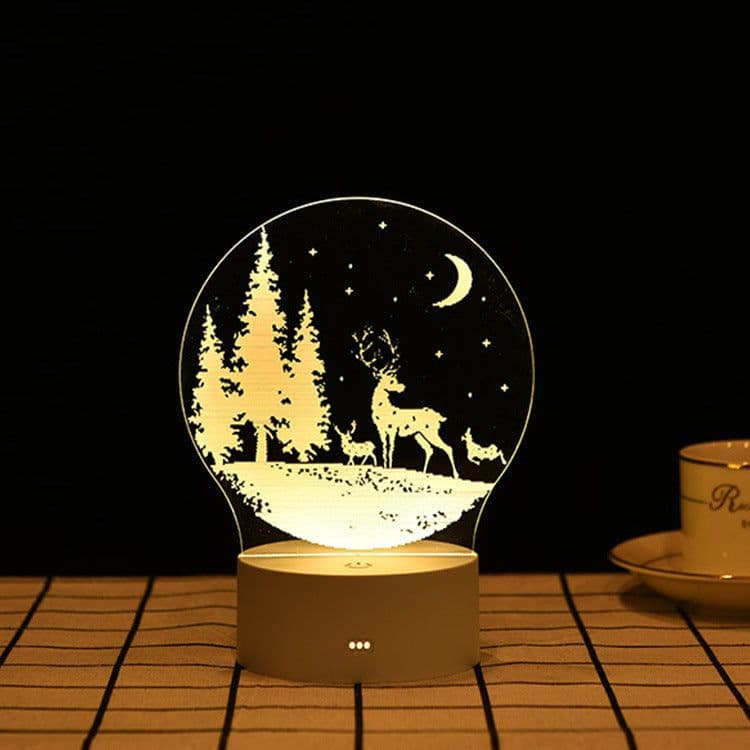 image-USB 3D Night Light Cartoon Acrylic Touch Bedside Lamp