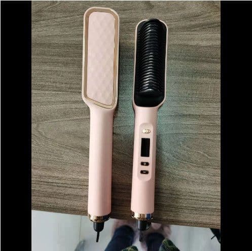 image-QTPOWER Ceramic Hair Straightener Comb with PTC Heating & LCD Display
