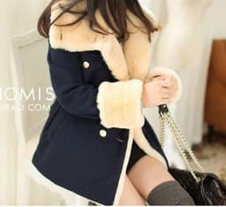 image-Women's Double-Breasted Wool Coat Thickened Slim Fit Winter