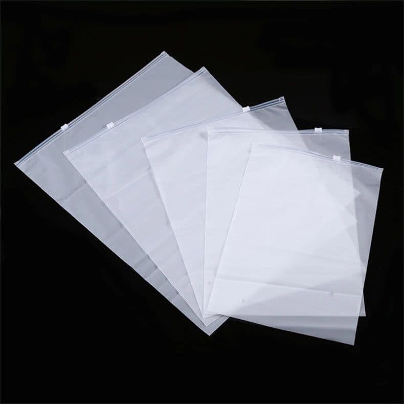image-Frosted PE Zipper Bag 20x20cm Clothing Packaging Transparent