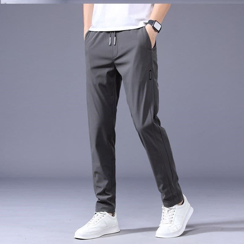 image-Men's Casual Straight Pants Summer Lightweight Polyester Trousers