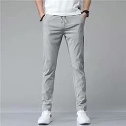 image-Men's Casual Straight Pants Summer Lightweight Polyester Trousers