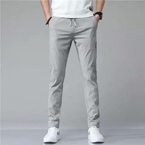 image-Men's Casual Straight Pants Summer Lightweight Polyester Trousers
