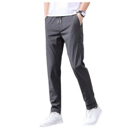 image-Men's Casual Straight Pants Summer Lightweight Polyester Trousers