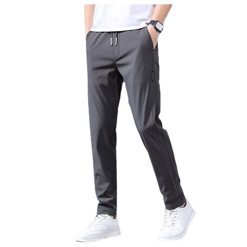 image-Men's Casual Straight Pants Summer Lightweight Polyester Trousers