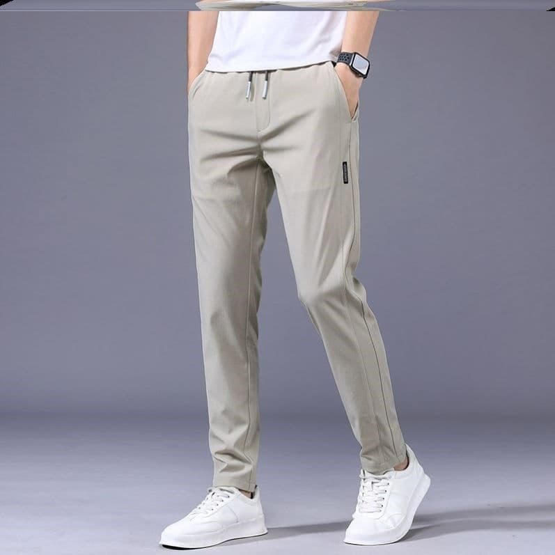 image-Men's Casual Straight Pants Summer Lightweight Polyester Trousers