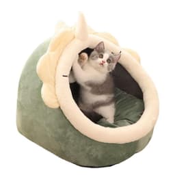 image-Semi-Enclosed Pet Bed Pamper L Size Removable Washable Green Dinosaur