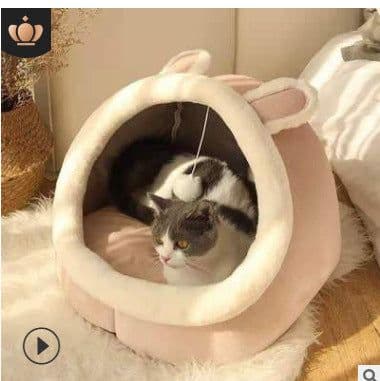 image-Semi-Enclosed Pet Bed Pamper L Size Removable Washable Green Dinosaur