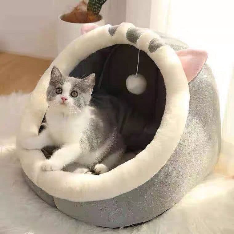 image-Semi-Enclosed Pet Bed Pamper L Size Removable Washable Green Dinosaur