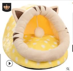image-Semi-Enclosed Pet Bed Pamper L Size Removable Washable Green Dinosaur