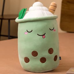 image-Plush Fruit Milk Tea Cup Pillow Toy 70cm Green Matcha Strawberry