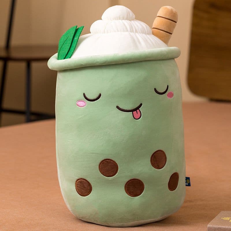 image-Plush Fruit Milk Tea Cup Pillow Toy 70cm Green Matcha Strawberry