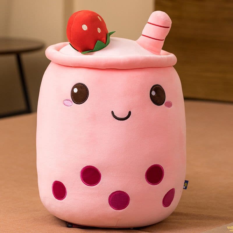 image-Plush Fruit Milk Tea Cup Pillow Toy 70cm Green Matcha Strawberry
