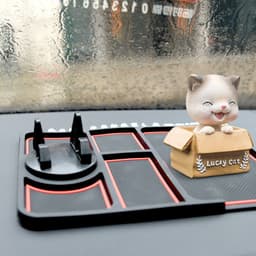image-Silicone Car Dashboard Phone Holder with Parking Sign - Blue