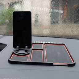 image-Silicone Car Dashboard Phone Holder with Parking Sign - Blue