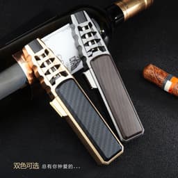 image-Windproof Butane Lighter Metal Spray Gun Blue Flame Outdoor BBQ