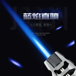 image-Windproof Butane Lighter Metal Spray Gun Blue Flame Outdoor BBQ