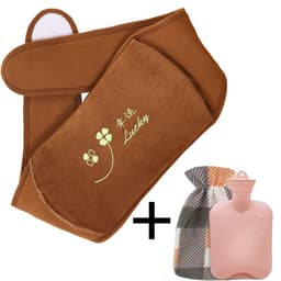 image-Hot Water Bottle with Plush Cover for Hands and Belly Warming