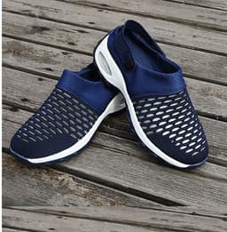 image-Women's Mesh Slip-On Sneakers Mid Heel 3-5CM Breathable Casual Shoes