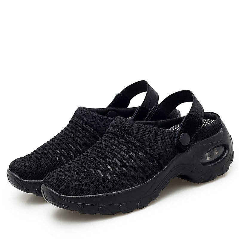 image-Women's Mesh Slip-On Sneakers Mid Heel 3-5CM Breathable Casual Shoes
