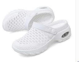 image-Women's Mesh Slip-On Sneakers Mid Heel 3-5CM Breathable Casual Shoes