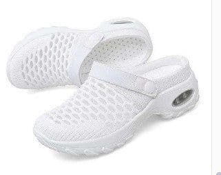 image-Women's Mesh Slip-On Sneakers Mid Heel 3-5CM Breathable Casual Shoes