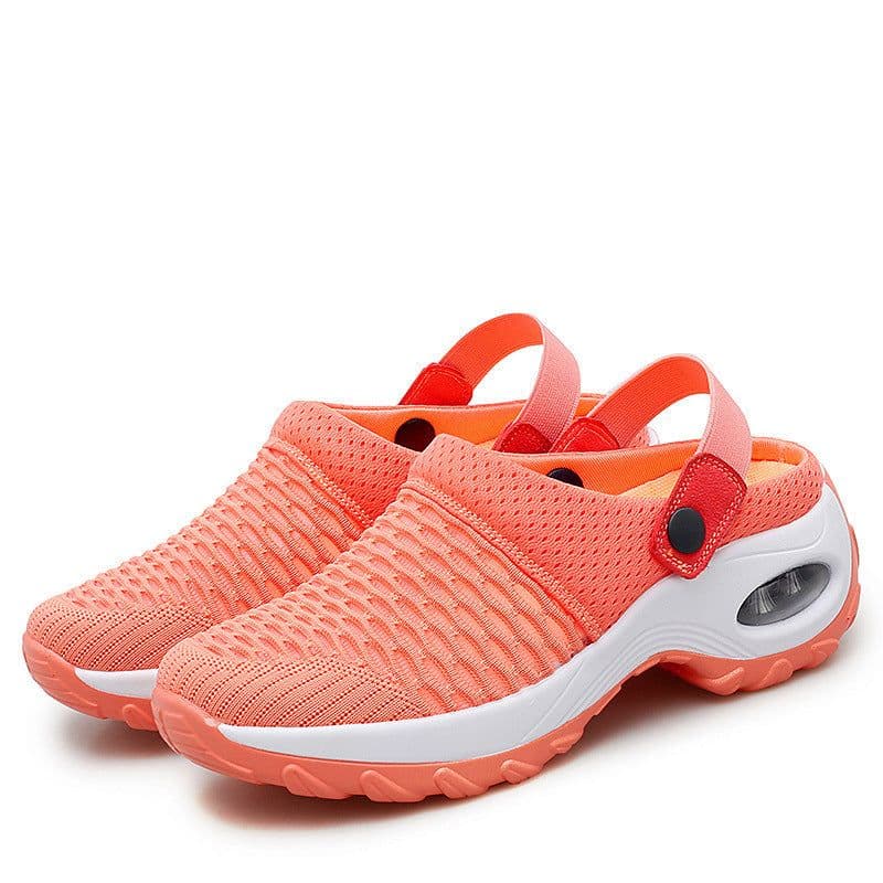 image-Women's Mesh Slip-On Sneakers Mid Heel 3-5CM Breathable Casual Shoes