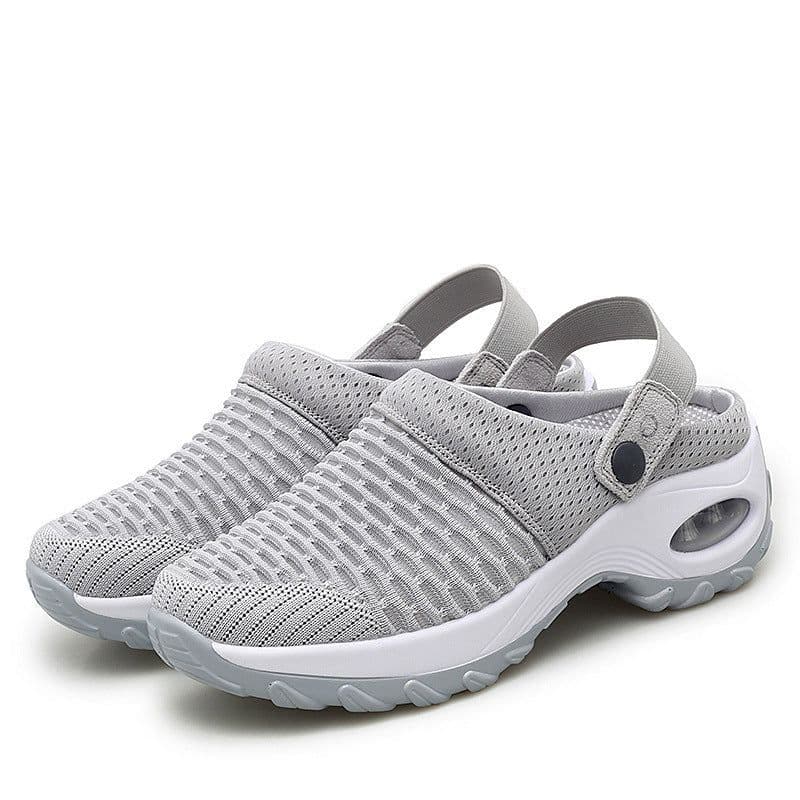 image-Women's Mesh Slip-On Sneakers Mid Heel 3-5CM Breathable Casual Shoes