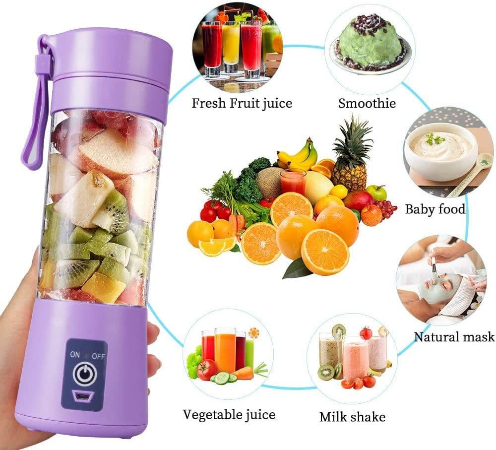 image-Portable Mini USB Rechargeable Juicer Cup 400ml 6 Blades