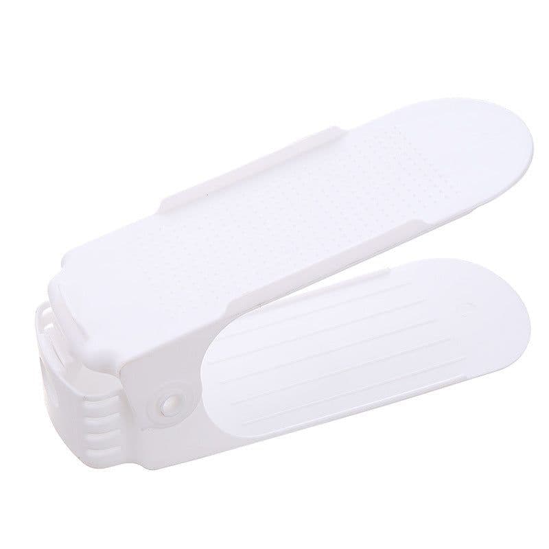 image-Double-Layer Adjustable Plastic Shoe Rack Organizer
