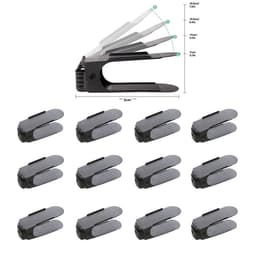 image-Double-Layer Adjustable Plastic Shoe Rack Organizer