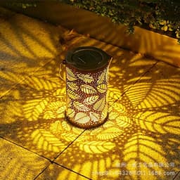 image-Solar Lantern Outdoor Garden Hanging Lamp Leaf Projector Light