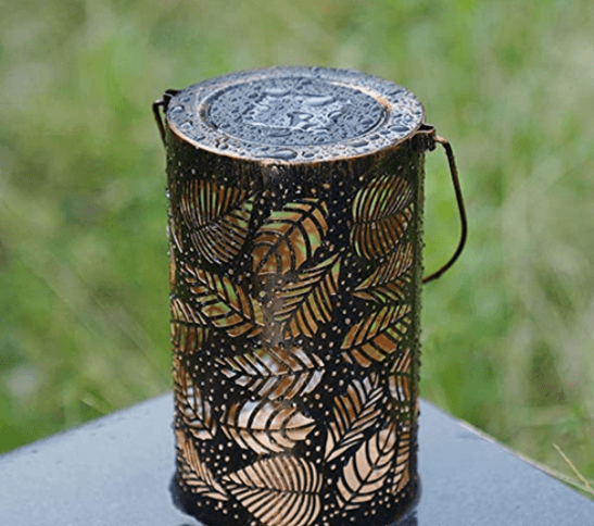 image-Solar Lantern Outdoor Garden Hanging Lamp Leaf Projector Light