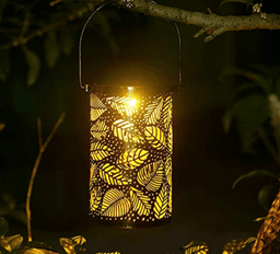 image-Solar Lantern Outdoor Garden Hanging Lamp Leaf Projector Light