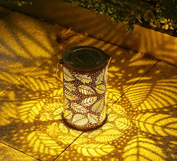 image-Solar Lantern Outdoor Garden Hanging Lamp Leaf Projector Light