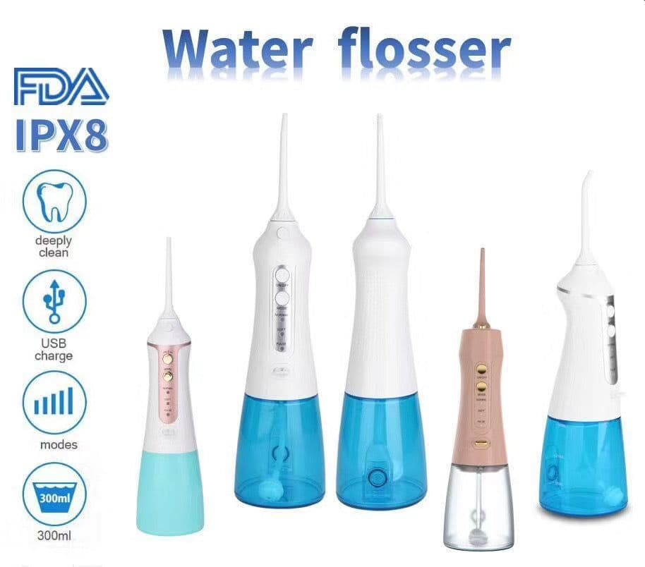 image-Portable Electric Water Flosser Rechargeable IPX7 Waterproof 300ml