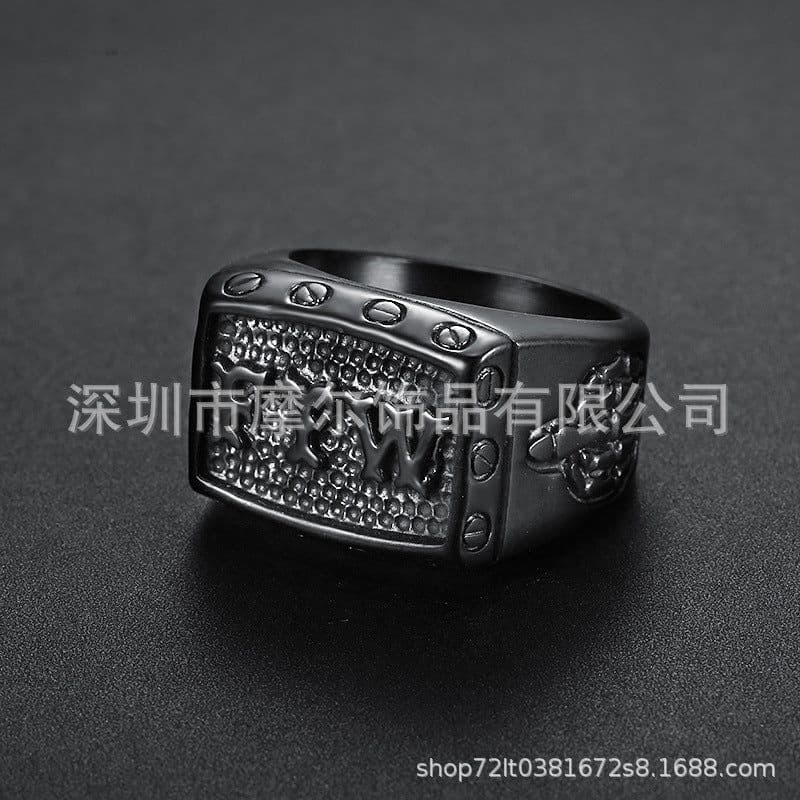 image-Titanium Steel FTW Ring Motorcycle Style Stainless Steel Unisex Band